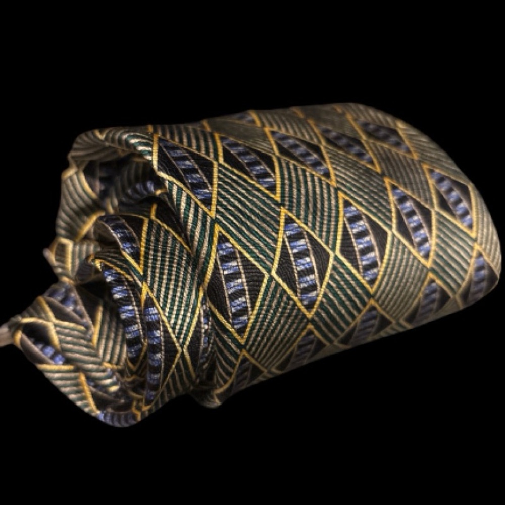 CRICKETEER Black and Blue Geometric Tie
